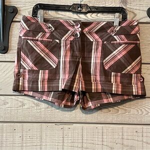 Windsor Pink and Brown Plaid Cotton-Blend Shorts
